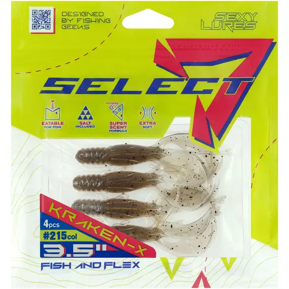 Силікон Select Kraken-X SE 3.5" #215 (4шт/уп), Довжина силікону: 3.5" (8.89 см), Колір силікону: 215, фото , изображение 2